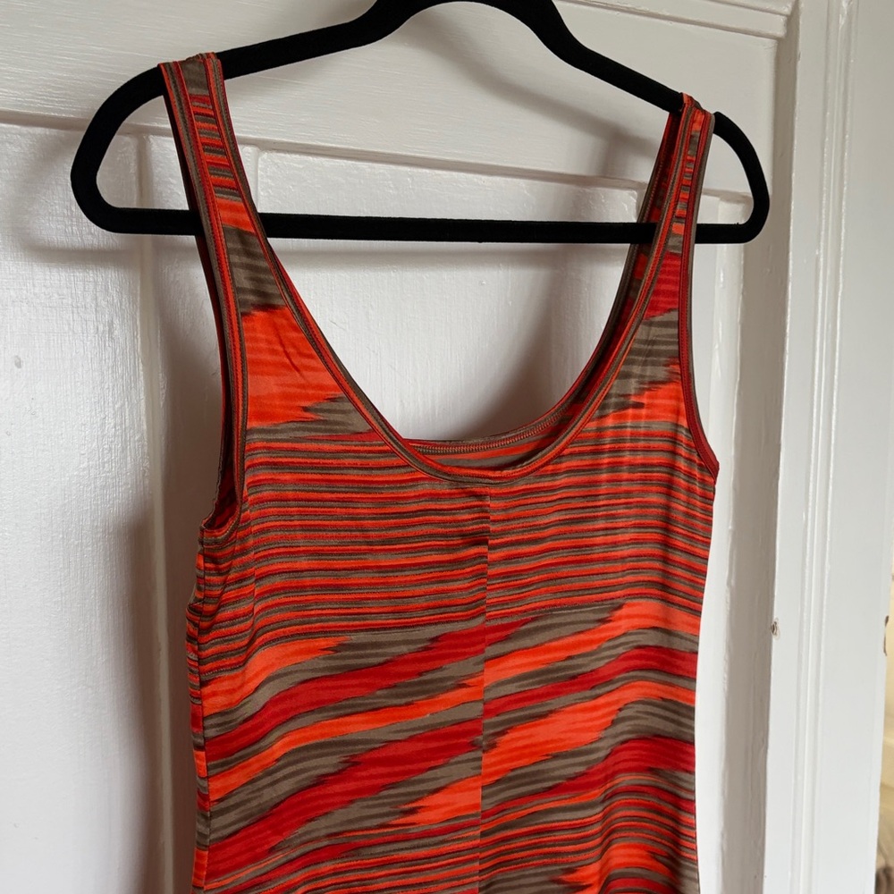 Missoni Striped Scoop Neck Mini Dress in Orange and Brown - Picture 5 of 5